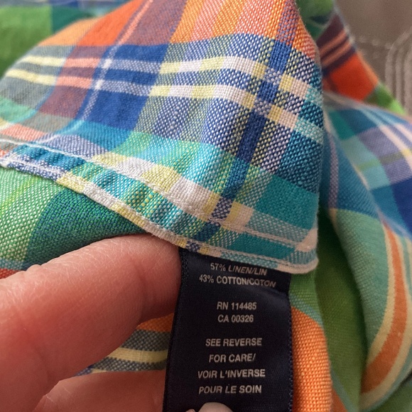 LINCS Madras Plaid Linen Summer SS Shirt Cool Cotton Casual Comfort Green XXL - Picture 7 of 10